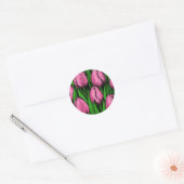 Rosa Tulpen mit grünen Blätter Runder Aufkleber (Umschlag)