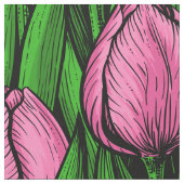 Rosa Tulpen mit grünen Blätter Stoff (Nahaufnahme)