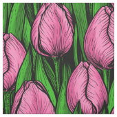 Rosa Tulpen mit grünen Blätter Stoff (Muster)