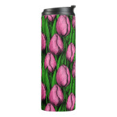 Rosa Tulpen mit grünen Blätter Thermosbecher (Nach links gedreht)