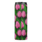Rosa Tulpen mit grünen Blätter Thermosbecher (Rückseite)