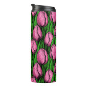 Rosa Tulpen mit grünen Blätter Thermosbecher (Nach rechts gedreht)