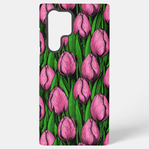 Rosa Tulpen mit grünen Blättern Samsung Galaxy Hülle