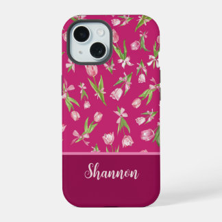 Rosa Tulpen mit Schleifen iPhone-Hülle iPhone 15 Hülle