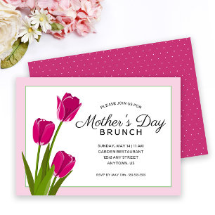 Rosa Tulpen   Muttertagsbrunch Einladung