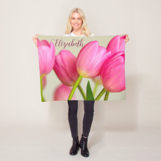 Rosa Tulpen Personalisieren Fleecedecke
