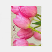 Rosa Tulpen Personalisieren Fleecedecke (Vorderseite)