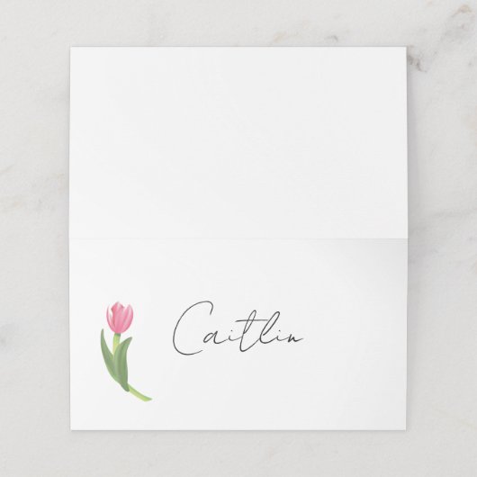 Rosa Tulpen Platzkarten (Außenseite Aufgefaltet)