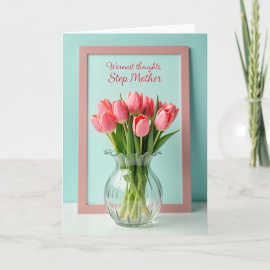 Rosa Tulpen Stiefmutter Karte (Vorderseite)