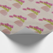 Rosa Tulpen und Spitzen Geschenkpapier (Ecke)