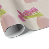 Rosa Tulpen und Spitzen Geschenkpapier (Rolleneckpunkt)