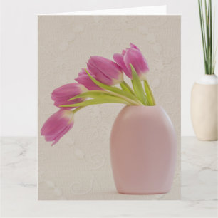 Rosa Tulpen und Spitzen-Grußkarte Karte