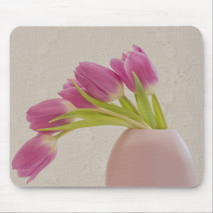 Rosa Tulpen und Spitzen Mousepad