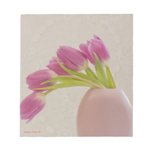 Rosa Tulpen und Spitzen Notizblock