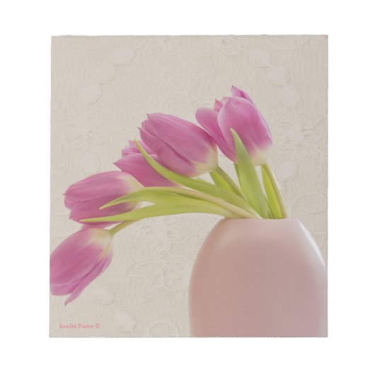 Rosa Tulpen und Spitzen Notizblock (Vorderseite)