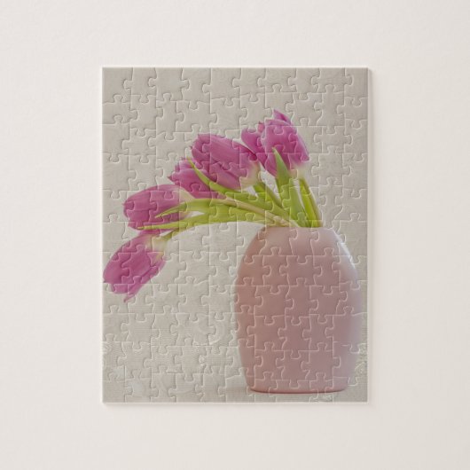 Rosa Tulpen und Spitzen Puzzle (Vertikal)