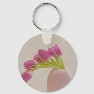 Rosa Tulpen und Spitzen Schlüsselanhänger