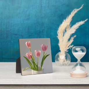 Rosa Tulpen-Vase-Realismus-Malerei Fotoplatte