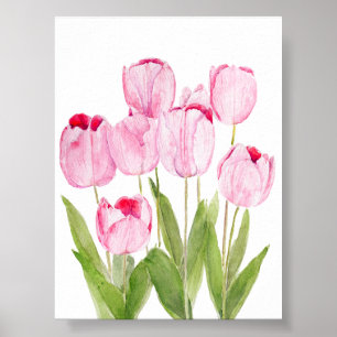 Rosa Tulpen Wasserfarbe Poster