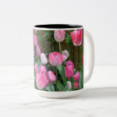 Rosa Tulpen Zweifarbige Tasse (VorderseiteRechts)