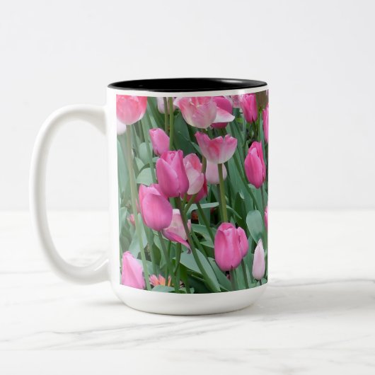Rosa Tulpen Zweifarbige Tasse (Links)