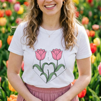 Rosa Tulpenblume vintage Botanik Tri-Blend Shirt
