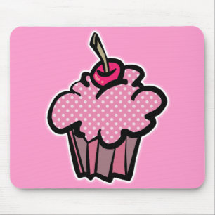 rosa Tüpfelchen-Cupcake Mousepad