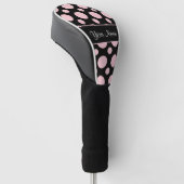 Rosa Tupfen auf schwarzem Hintergrund Golf Headcover (angewinkelt)