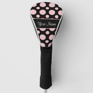 Rosa Tupfen auf schwarzem Hintergrund Golf Headcover
