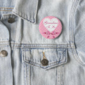 Rosa Tupfen-Großmutter, zum Babyparty-Knopf zu Button (Beispiel)
