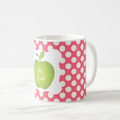 Rosa Tupfen-Grün-Apple-Lehrers Kaffeetasse (VorderseiteRechts)
