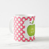 Rosa Tupfen-Grün-Apple-Lehrers Kaffeetasse (Vorderseite Links)
