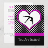 Rosa Tupfen-Gymnastik mit Herzen Einladung (Vorne/Hinten)