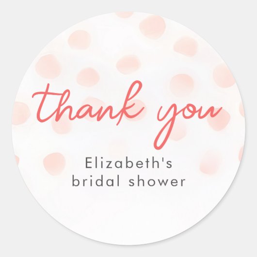 Rosa Tupfen Minimalist Süß Danke Runder Aufkleber (Vorderseite)