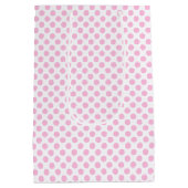 Rosa Tupfen mit kundengerechtem Hintergrund Mittlere Geschenktüte (Rückseite)