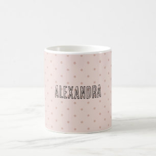 Rosa Tupfen Personalisierter Name Kaffeetasse