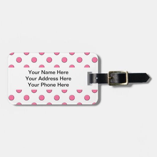 Rosa Tupfen-Taschen-Umbauten Gepäckanhänger (Vorderseite horizontal)