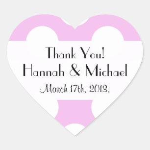 Rosa Tupfen, Tupfenmuster, Punkte, Hochzeit Herz-Aufkleber