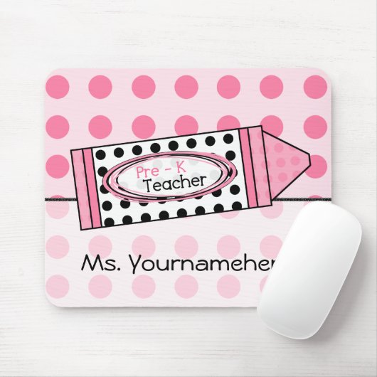 Rosa Tupfen-Zeichenstift Pre-K Lehrer Mousepad (Mit Mouse)