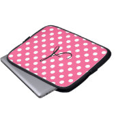 Rosa Tupfenmonogramm Laptopschutzhülle (Vorne Knopf)