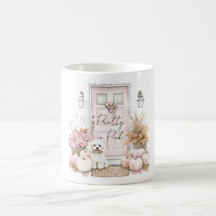 Rosa Tür Kürbisse Blumen Hund Kaffeetasse