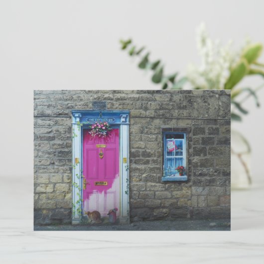 Rosa Türeinladung Einladung (Stehend Vorderseite)