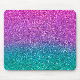 Rosa Türkis Aqua Blau und Lila funkelnder Glitter Mousepad