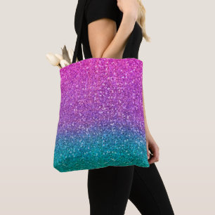 Rosa Türkis Aqua Blau und Lila funkelnder Glitter Tasche