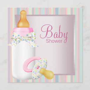 Rosa Türkis Babyflasche Schnuller Babymädchen Show Einladung