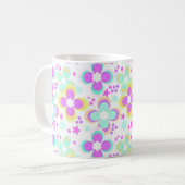 Rosa, türkis, blumenreich kaffeetasse (Vorderseite Links)