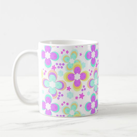 Rosa, türkis, blumenreich kaffeetasse (Links)