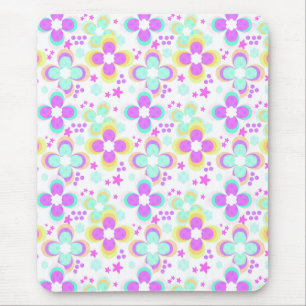 Rosa, türkis, blumenreich mousepad