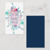 Rosa Türkis Blumenwatercolor-Rosen-Goldmake-up Visitenkarte (Vorne/Hinten)