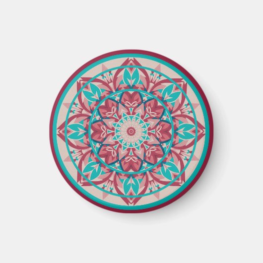 Rosa & Türkis Boho-Mandala   Magnet (Vorne)